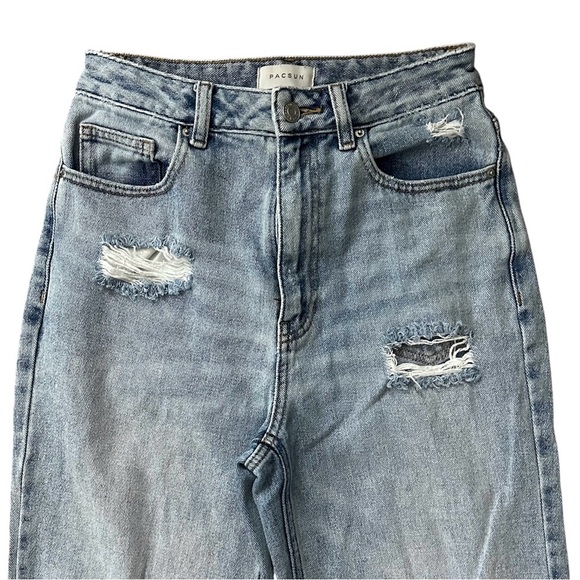 PacSun 90's Boyfriend High Rise Distressed Jeans Blue Size 26 - Picture 3 of 8